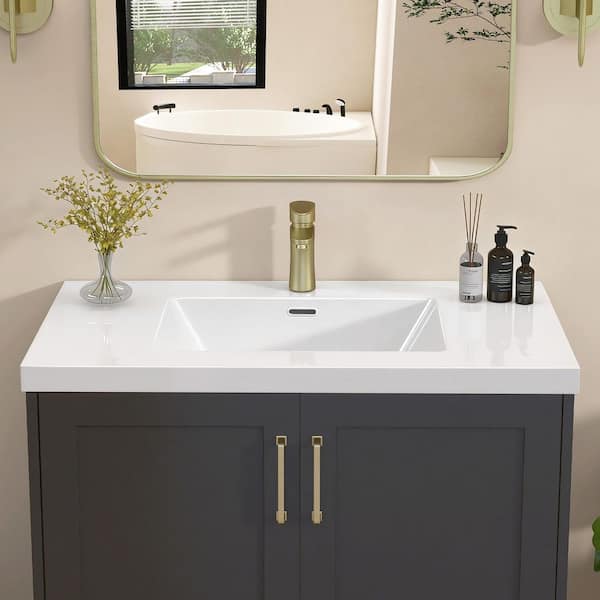 Zeafive 36 in. W x 22 in. D Solid Surface Vanity Top in Pure White