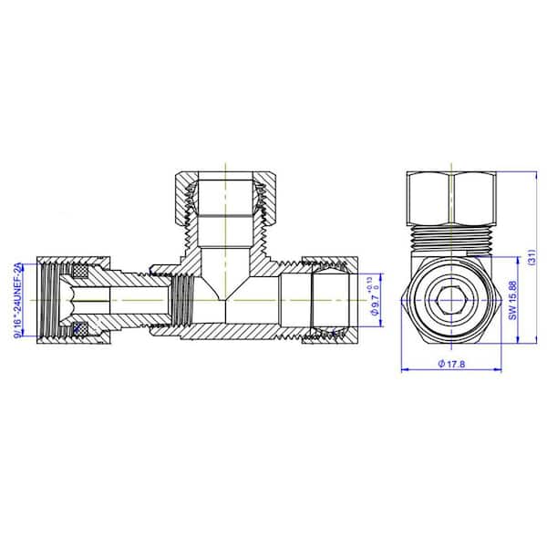 3/8 in. OD x 1/4 in. OD Compression Brass Tee Fitting