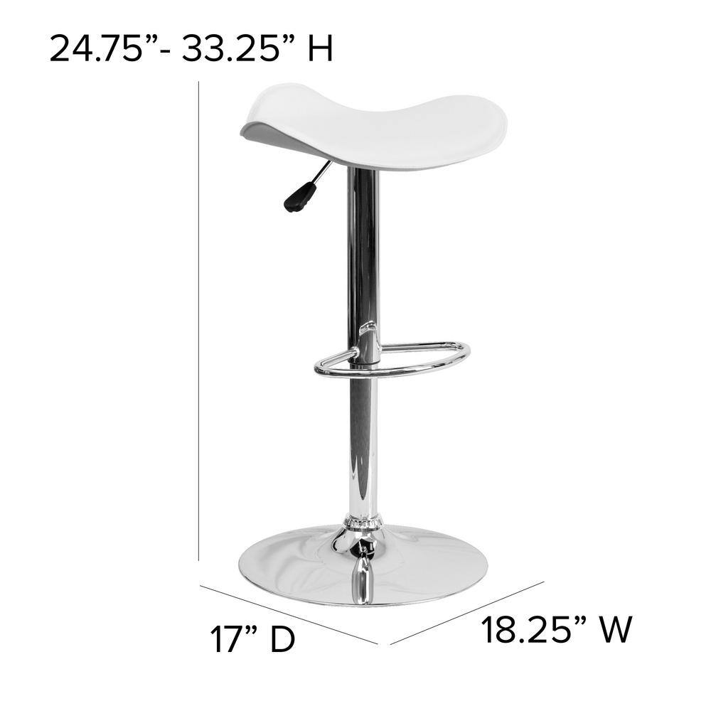 White Adjustable Height Swivel Barstool with Chrome Base