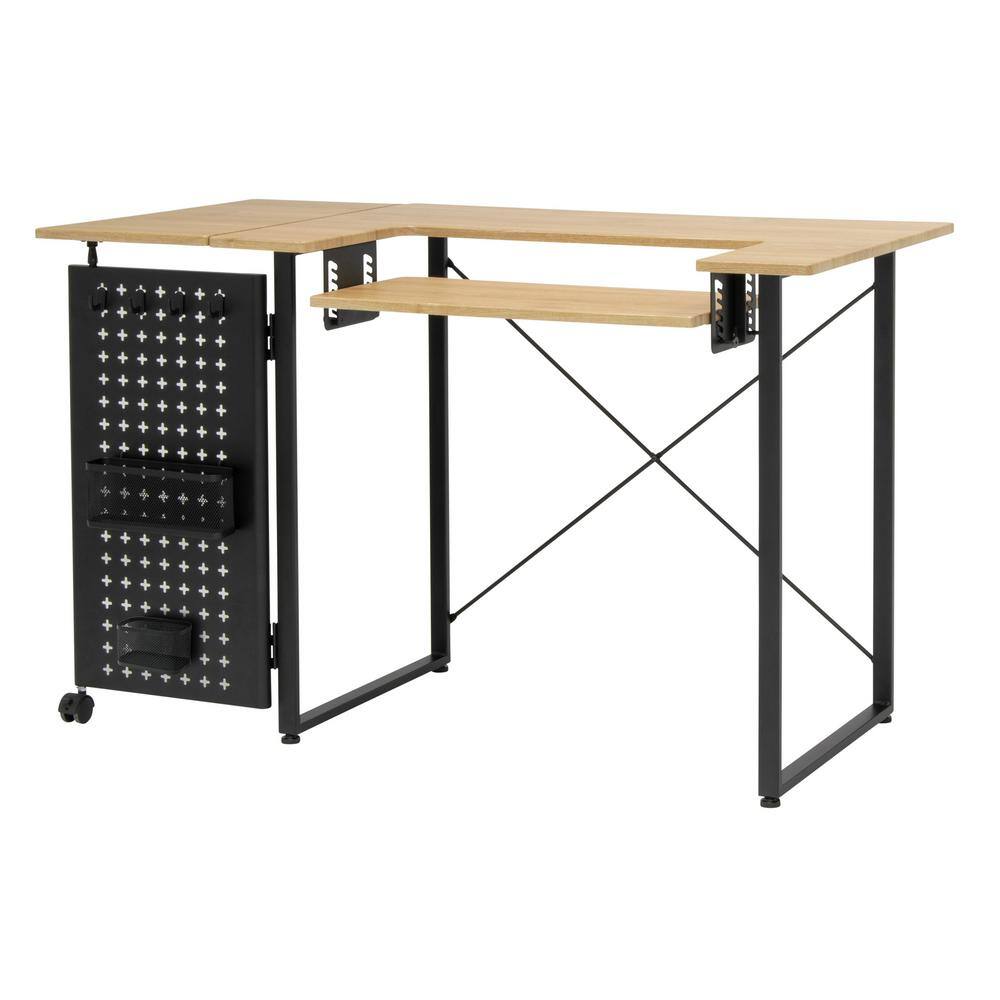 Pivot Sewing Table with Swingout Storage Panel and Adjustable Platform