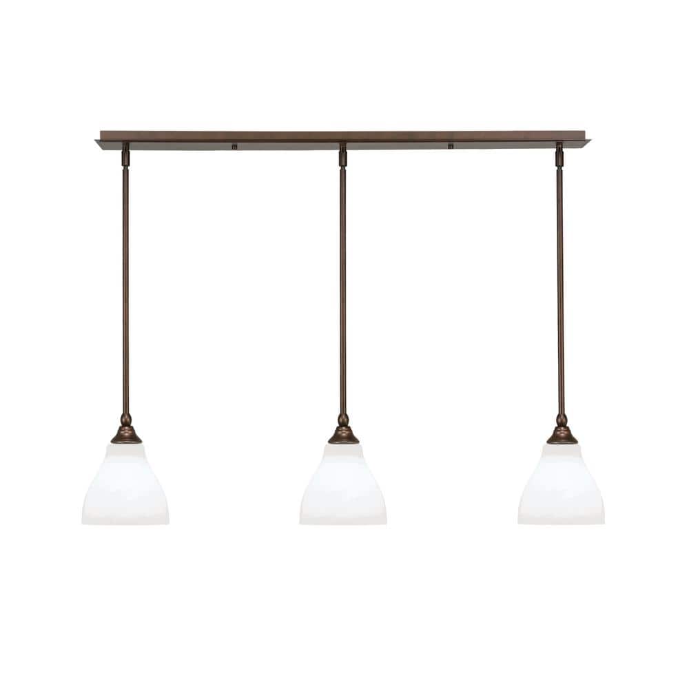 Livingston 100-Watt 3-Light Bronze Shaded Pendant Light with 6.25 in. White