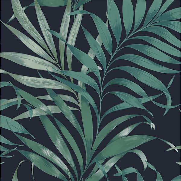 Graham & Brown Yasuni Midnight Navy Blue Leaves Tropical Paste the Wall Wallpaper