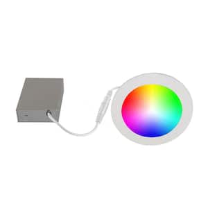 6 in. Wi-Fi RGB Tunable Slim Disk LED Recessed Fixture Kit-White (4-Pack)