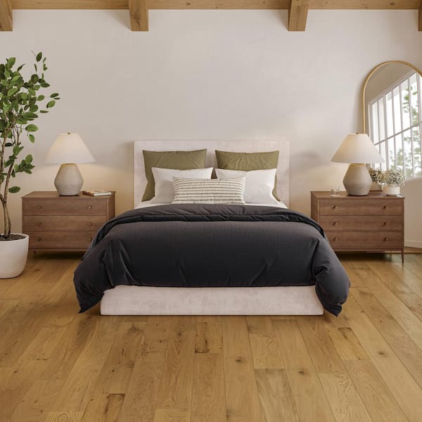 Bedrosians Newport French Oak Dune 0.12 in. T x 7.5 in. W Click-Lock Wire Brushed Engineered Hardwood Flooring (23.31 sq. ft./ctn)
