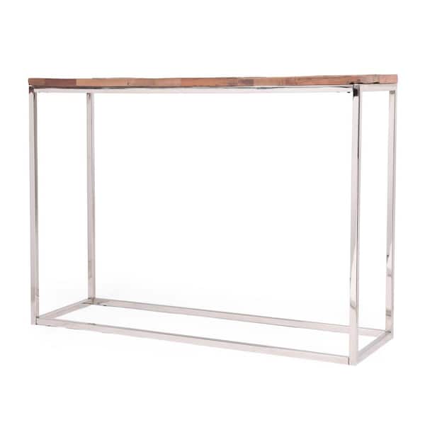 Noble House Greycliff Rectangle Natural and Silver Handcrafted 43.5 in Console Table