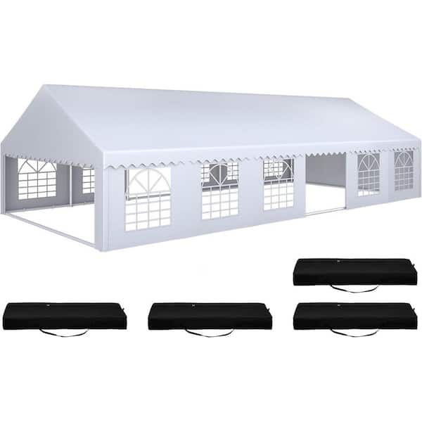 20 ft. x 32 ft. Canopy Party Tent with Large Roof Removable Sidewalls and 4-Storage Bags 600D Oxford in White
