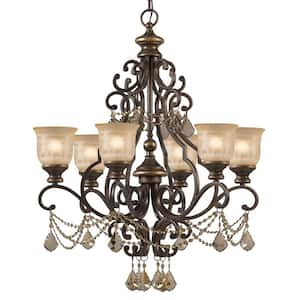 Norwalk 6-Light Bronze Umber Standard Chandelier with Glass Shade