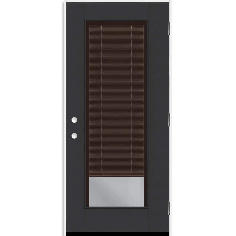 Legacy 34 in. x 77 in. Full Lite Clear Glass Mocha Miniblind LHOS Black Finish Fiberglass Prehung Door w/6-9/16 in. Jamb price history on PriceWatchPro