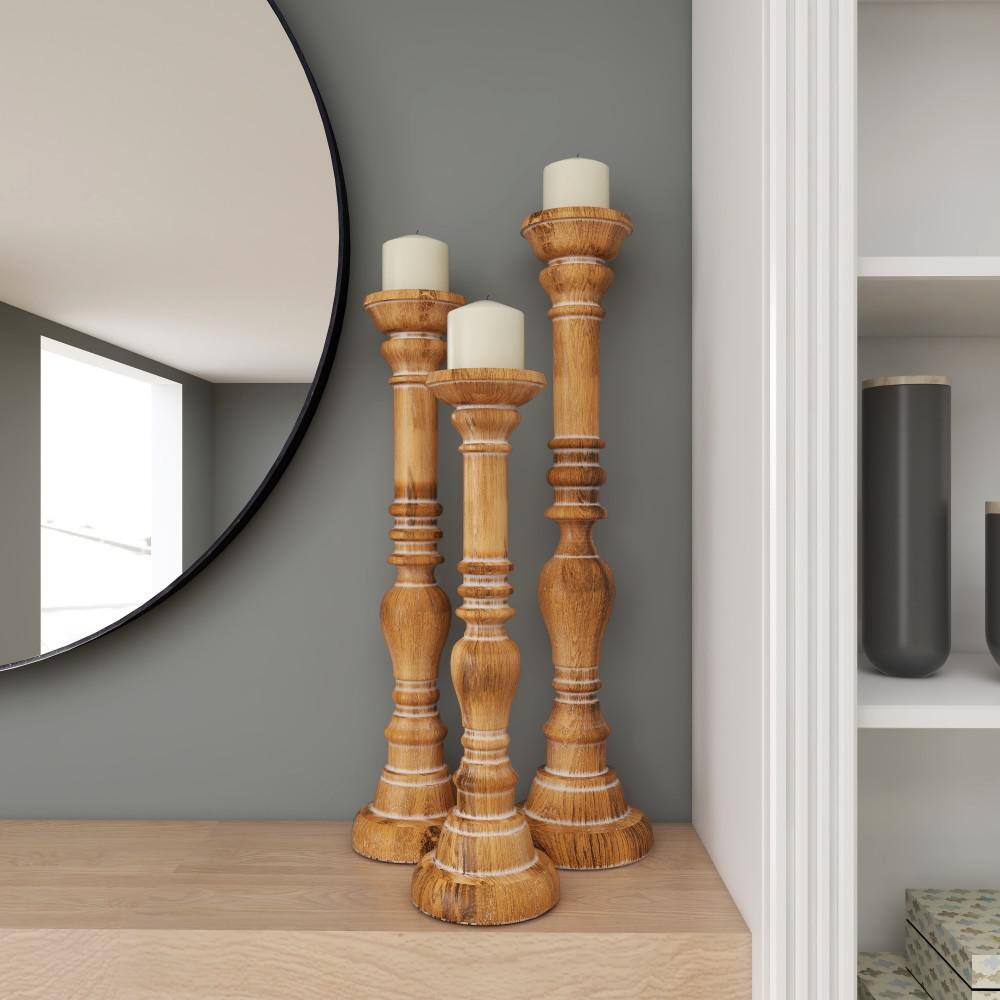 Elegant 24" Tall Wooden Candlestick with Fine Craftsmanship