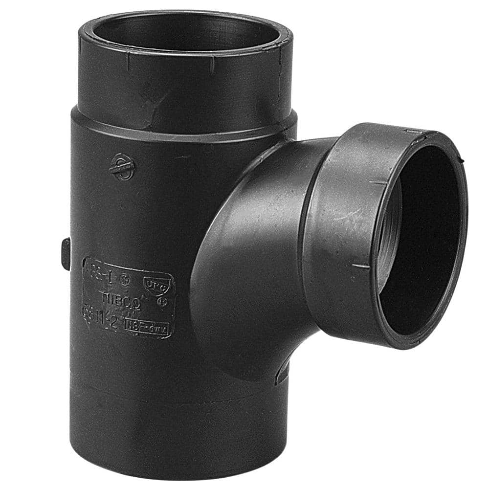 NIBCO 2 in. ABS DWV Spigot x Hub x Hub Sanitary Street Tee C58112HD2 ...