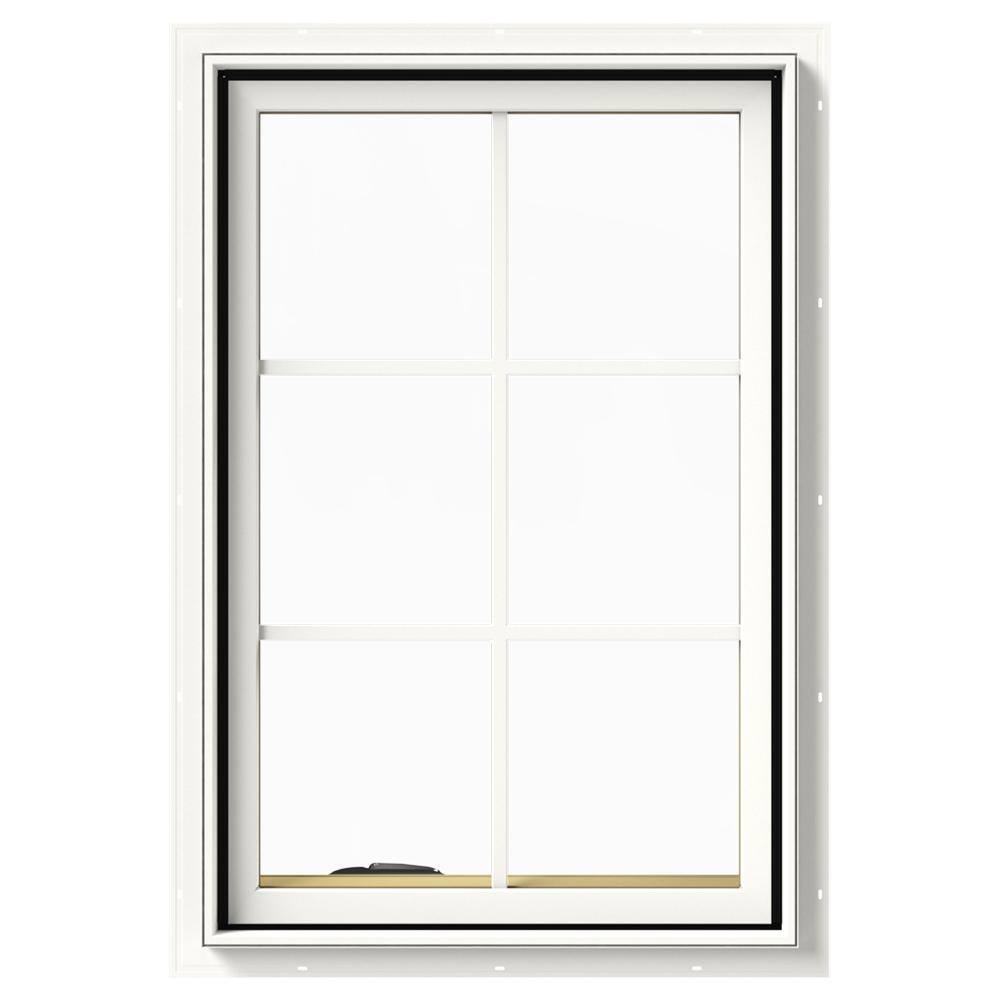 JELD-WEN 24 in. x 36 in. W-2500 Series White Painted Clad Wood Left ...