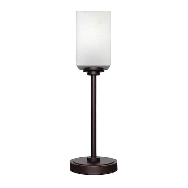 Unbranded Quincy 17.75 in. Dark Granite Accent Lamp with White Muslin Glass Shade