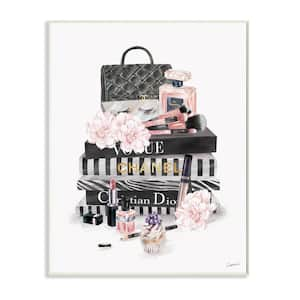 "Daily Glam Necessities Fashion Forward Book Stack" by Ziwei Li Unframed Abstract Wood Wall Art Print 10 in. x 15 in.