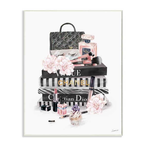 Stupell Industries "Daily Glam Necessities Fashion Forward Book Stack" by Ziwei Li Unframed Abstract Wood Wall Art Print 13 in. x 19 in.
