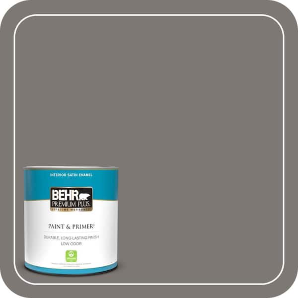 BEHR PREMIUM PLUS 1 qt. #790F-5 Amazon Stone Satin Enamel Low Odor Interior Paint & Primer