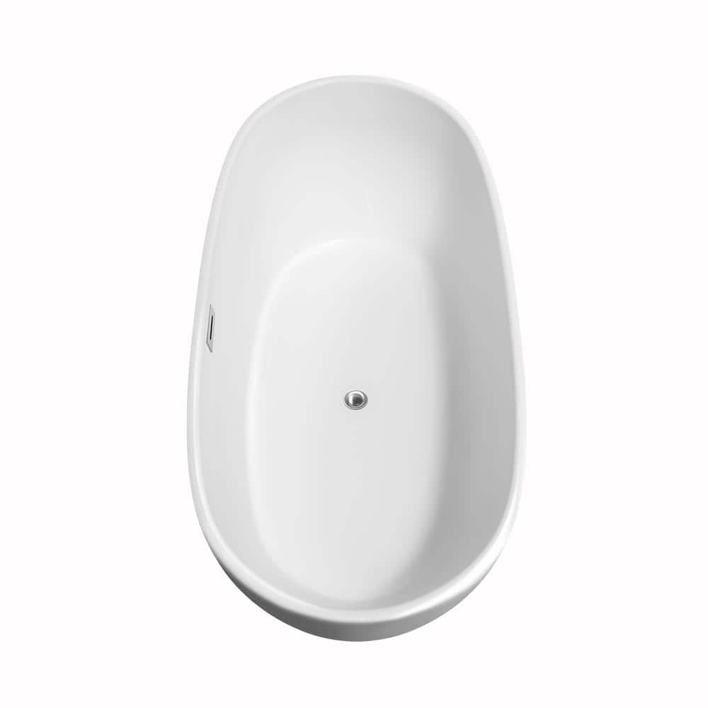 Rebecca 65" White Acrylic Freestanding Bathtub with Chrome Trim