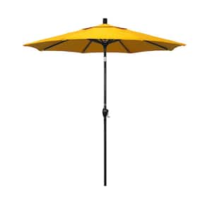 7.5 ft. Black Aluminum Pole Market Aluminum Ribs Push Tilt Crank Lift Patio Umbrella in Sunflower Yellow Sunbrella