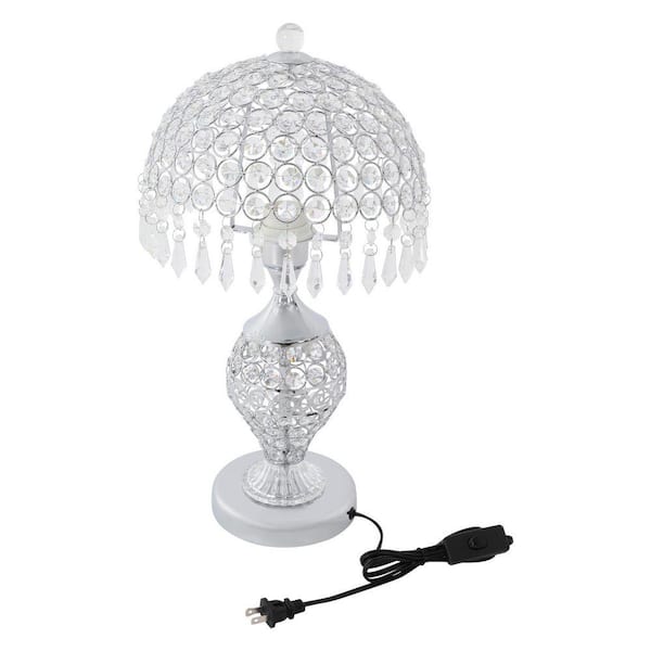 OUKANING 18.11 in. Silver Modern Luxury Decorative Crystal Plug-In