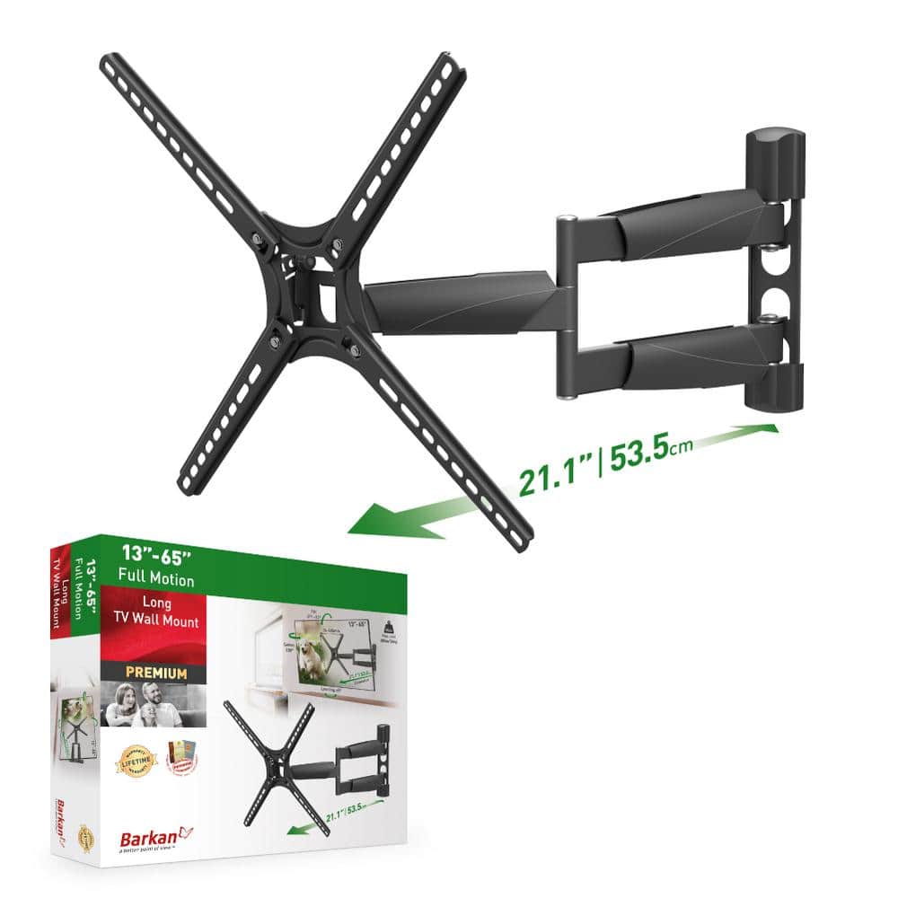 Barkan a Better Point of View Barkan 13 in. to 65 in. Full Motion  4-Movement Long Flat/Curved TV Wall Mount Black Patented Touch and Tilt  BM343LP - 