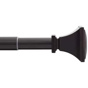 72 in. - 144 in. Telescoping 1 in. Single Curtain Rod Kit in Oil-Rubbed Bronze with Urn Square Finials