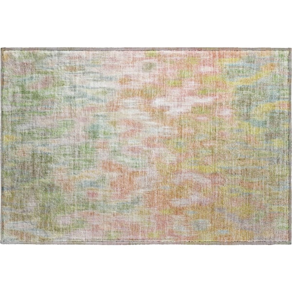Mayfield Premium Machine Washable Abstract AMF2129 Coral 2 ft. x 3 ft. Accent Rug