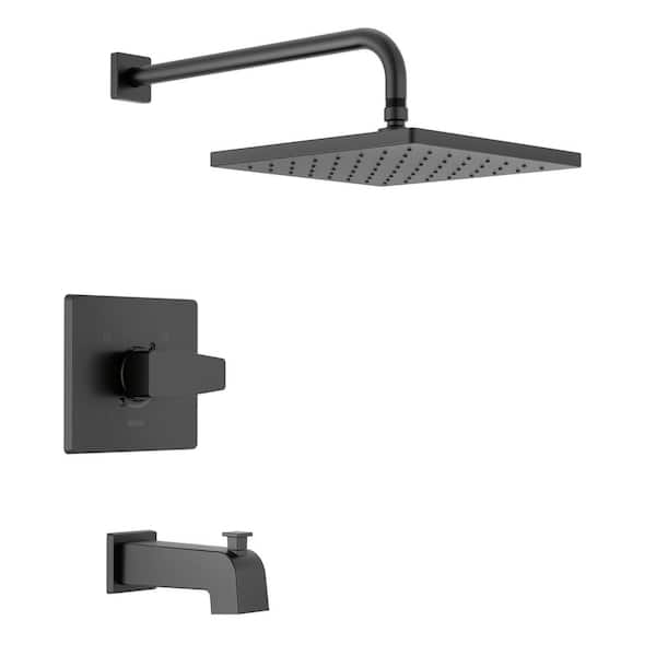 Modern 1-Handle Wall Mount Tub and Shower Trim Kit in Matte Black (Valve Not Included)