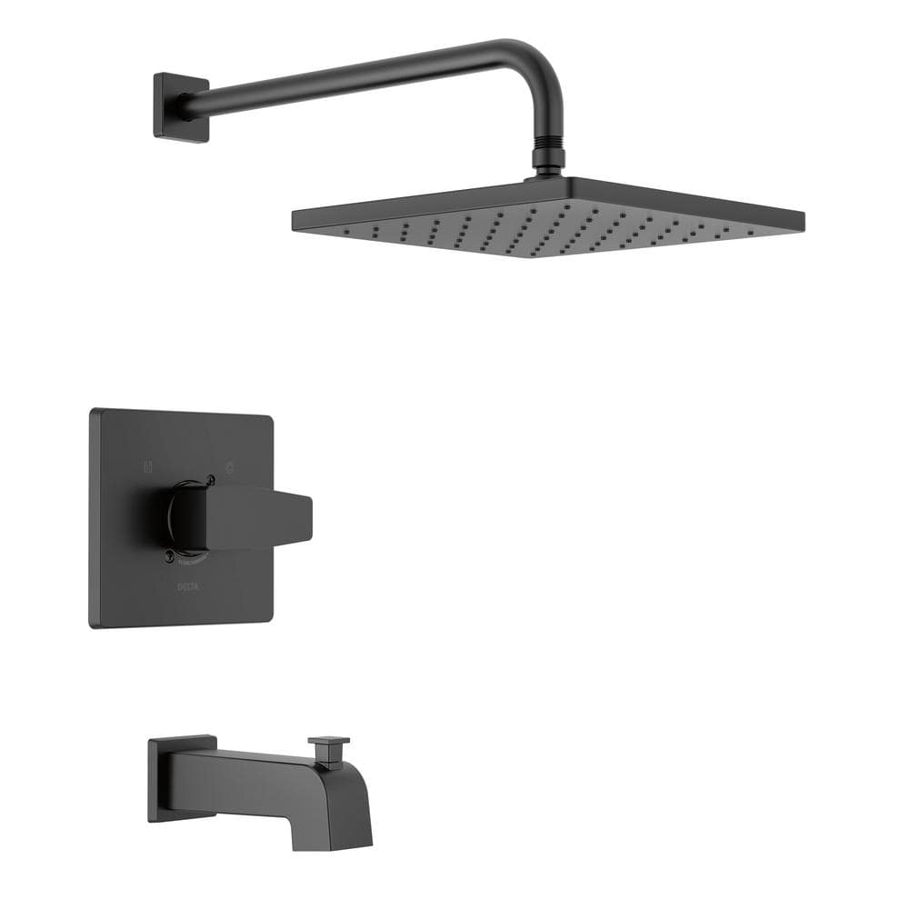 Delta Modern 1-Handle Wall Mount Tub and Shower Trim Kit in Matte Black ...