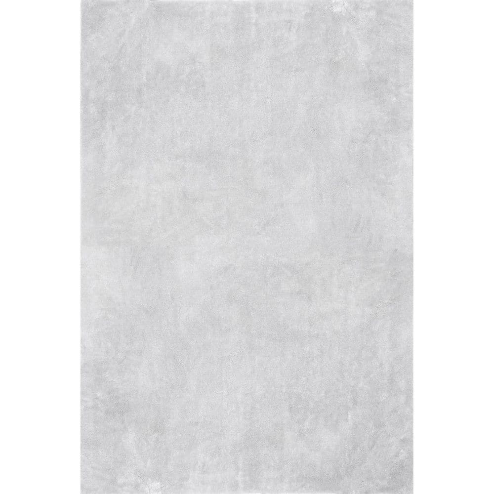 Loni Solid Machine Washable Shag Light Gray 6 ft. x 6 ft. Area Rug price history on PriceWatchPro