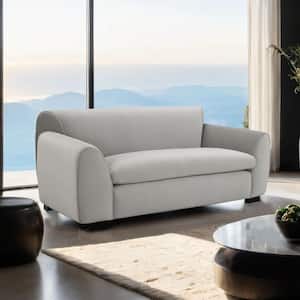 Mac Contemporary 69 in. Solid Velvet Chenille 2-Seater Tapered Arm Bench-Style Loveseat in Light Gray