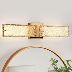 Iatreia 1-Light Plating Brass LED Sconce with Rectangle Handmade Textured Glass