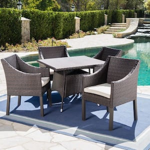 Noble House Melville Grey 7-Piece Faux Rattan Outdoor Dining Set 42338 -  The Home Depot