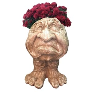 13 in. Stone Wash Grumpy the Muggly Face Statue Planter Holds a 5 in. Pot
