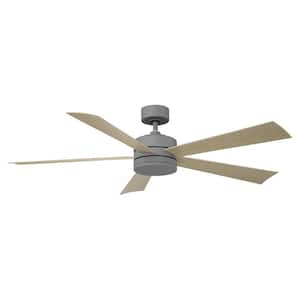 Wynd 60 in. LED Indoor/Outdoor Graphite Weathered Gray 5-Blade Smart Ceiling Fan with Light Kit and Remote