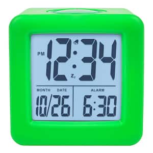 Green Soft Cube LCD Alarm Clock with Smart Light