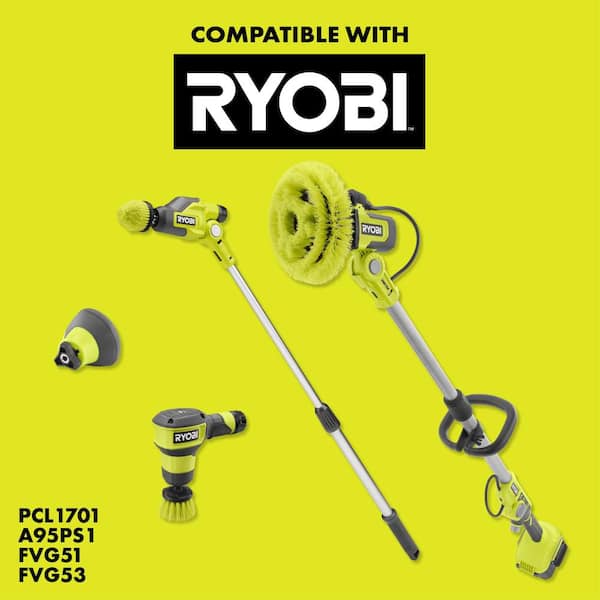 RYOBI Palm Scrubber with 2 in. Medium Bristle Brush with Hex Shank
