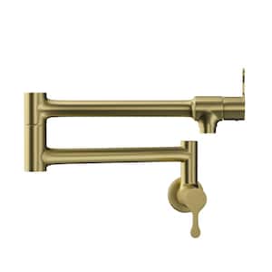 Modern 20 in. Wall Mounted Pot Filler in Brushed Gold