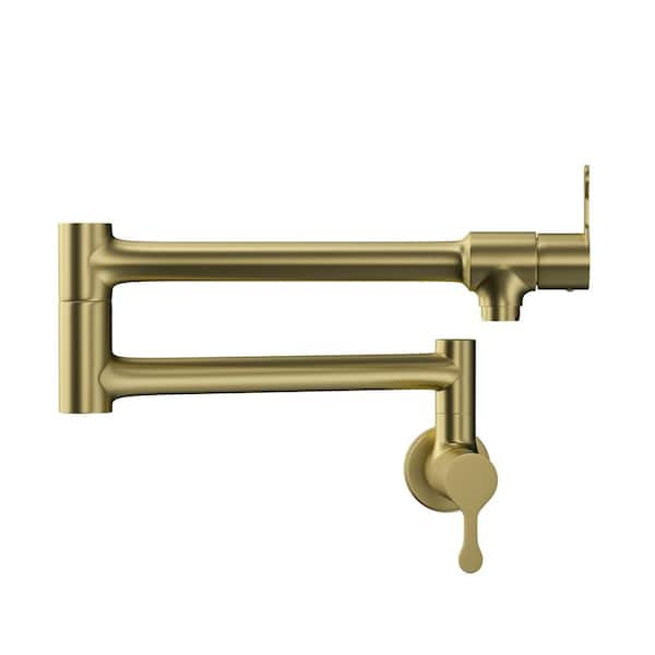 Aosspy Modern 20 in. Wall Mounted Pot Filler in Brushed Gold