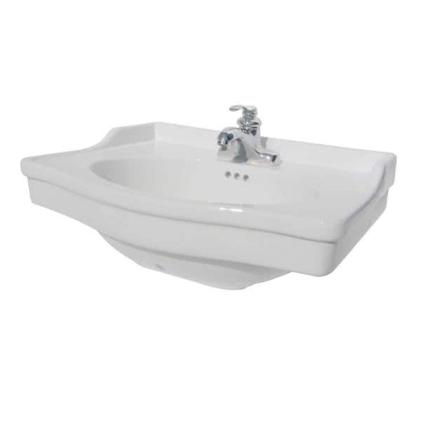 RENOVATORS SUPPLY MANUFACTURING 10.63 in. D Bathroom Pedestal Sink Basin in White Porcelain