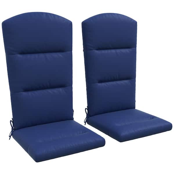Zeus & Ruta 24.75 in. x 58.7 in. Blue Outdoor Adirondack Chair Cushion for Chairs with Seat, Back, Ties (2-Pack)