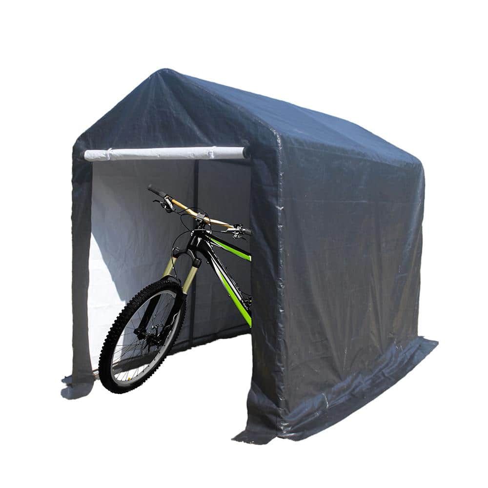 6 ft. W x 8 ft. D x 8 ft. H Gray Outdoor Storage Shed Heavy-Duty Carport Ga