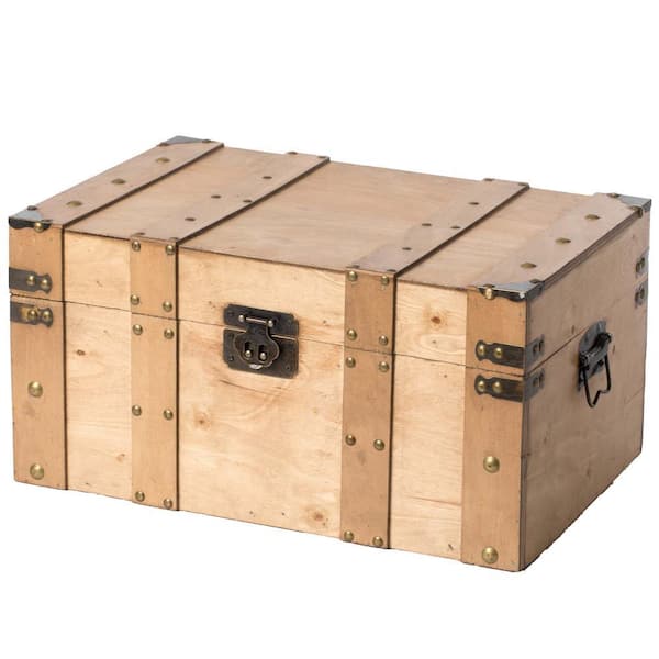 Natural Small Wooden Style Trunk with Handles QI004014.S - The