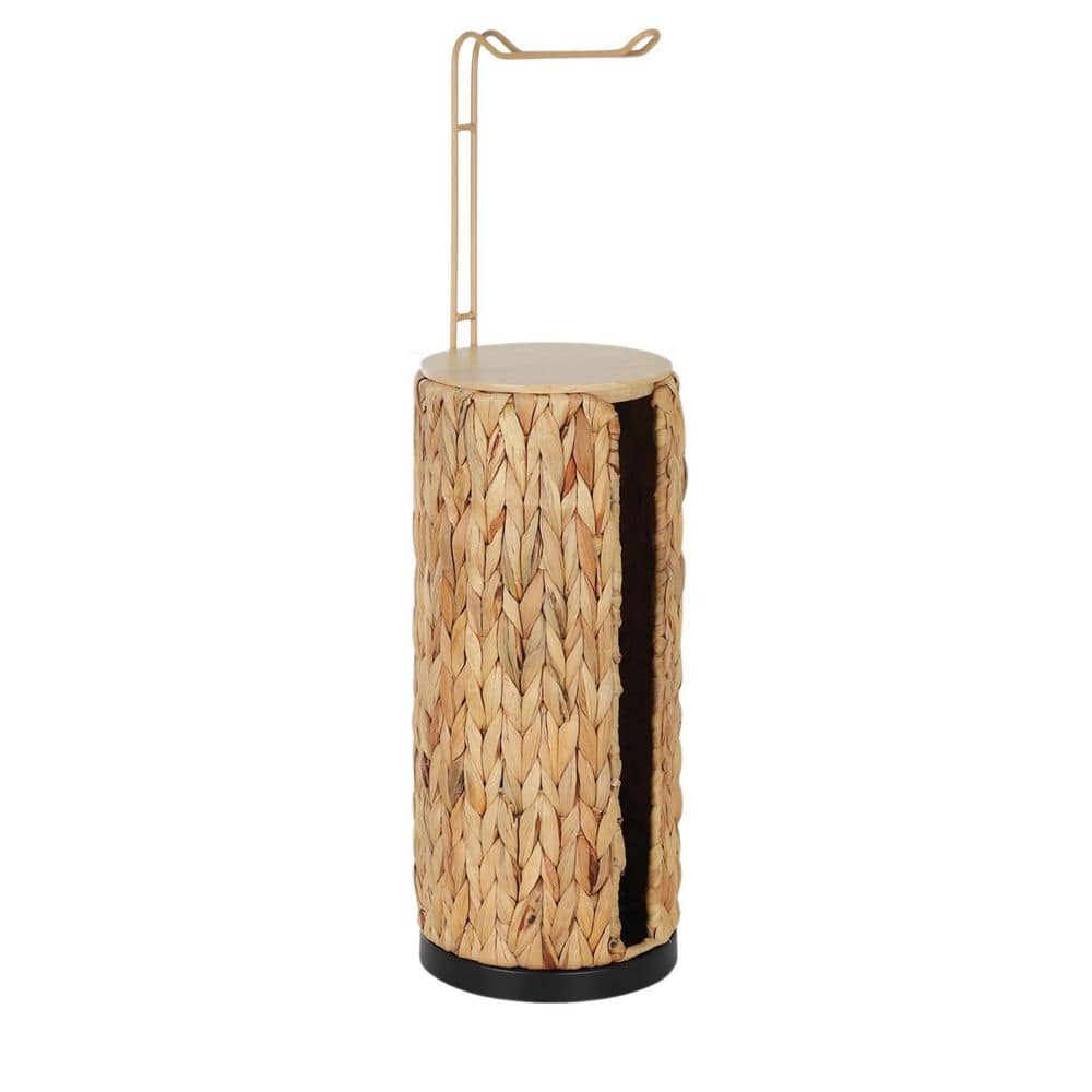 Freestanding Rattan Toilet Paper Holder with Storage in Light-Brown, Handmade Woven Toilet Paper Roll Holder Stand price history on PriceWatchPro