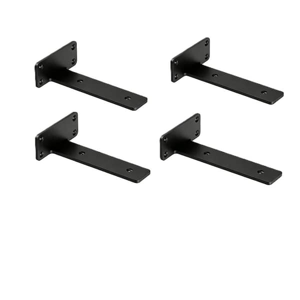 4-Pack 6 in. L Black Floating Shelf Brackets, Heavy Duty Industrial Shelf Bracket for Shelves Support DIY