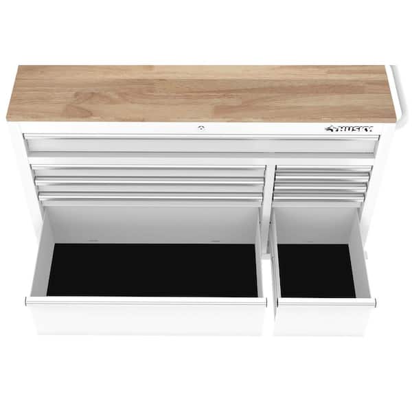 Husky Modular Tool Storage 52 in. W White Mobile Workbench Cabinet