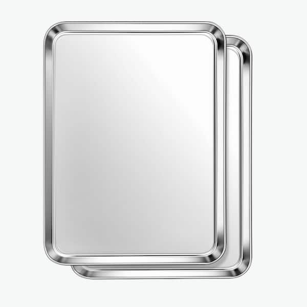 6 qt Stainless Steel Baking Sheet Rustproof Nonstick Metal Jelly Roll Pan Dishwasher Safe for Cooking Roasting 2 Pack