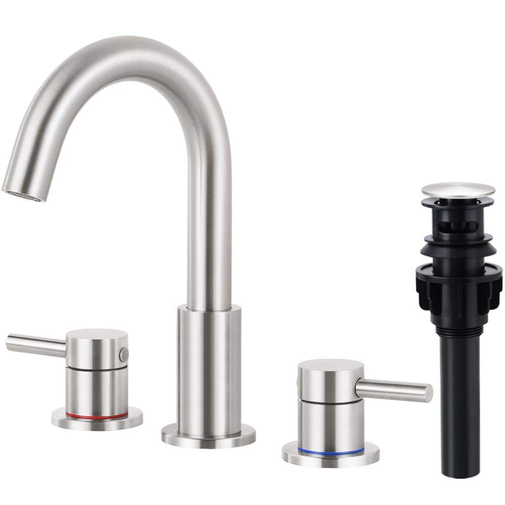 8 in. Widespread 2-Handle High Arc Bathroom Faucet with Pop-up Drain and 36