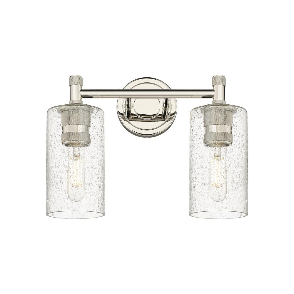 Crown Point 13.88 in. 2-Light Polished Nickel Vanity Light with Glass Shade price history on PriceWatchPro