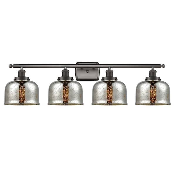 Bell 38 in. 4-Light Oil Rubbed Bronze Vanity Light with Glass Shade