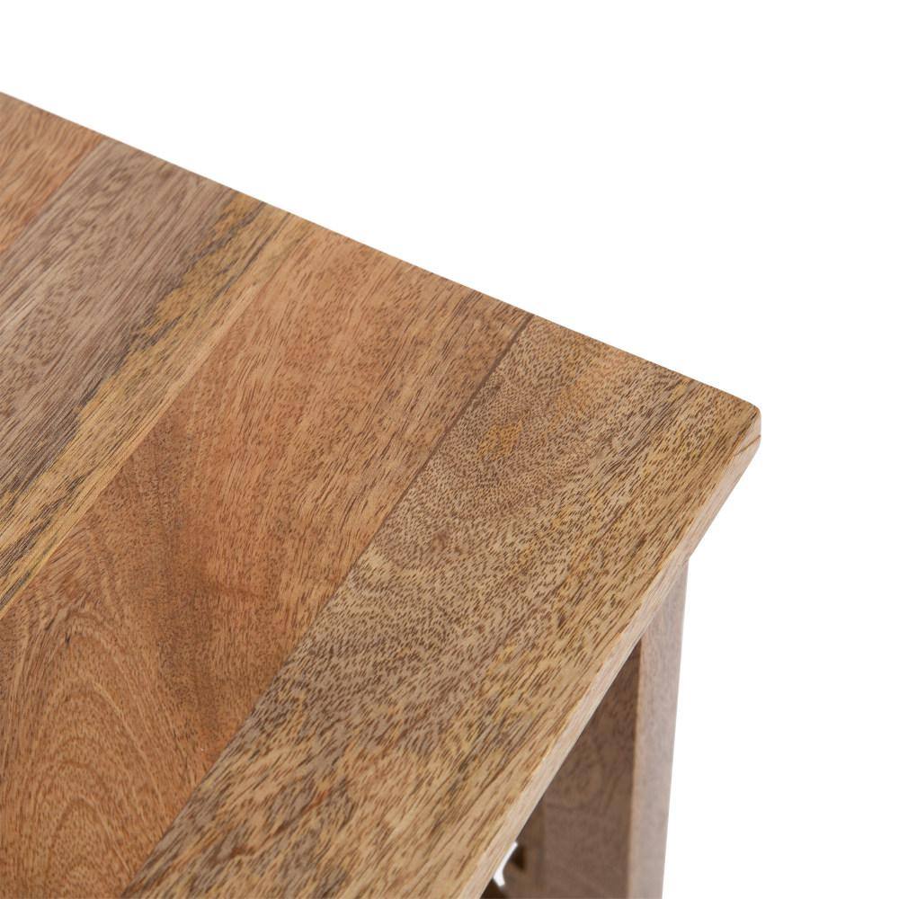Natural Mango Wood Hand-Carved Nesting Tables, Set of 2