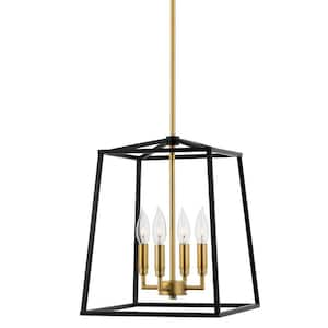 Bellevue 60-Watt 4-Light Black Farmhouse Pendant Light with Black Shade, No Bulb Included